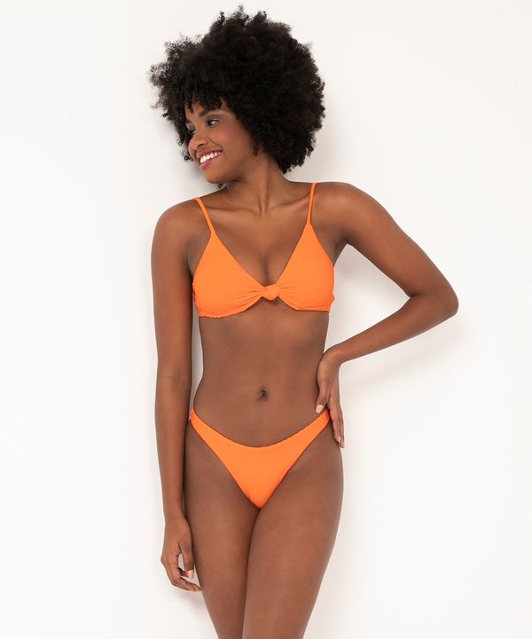biquíni calcinha asa delta canelada com proteção uv50 laranja P