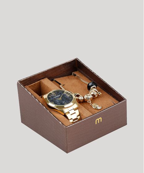 Kit-de-Relogio-Analogico-Mondaine-Feminino---Pulseira---53671LPMVDE3K-Dourado-9377591-Dourado_1