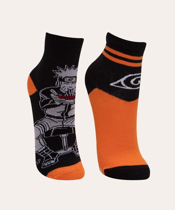 kit de 2 pares de meias cano médio naruto multicor 30-33