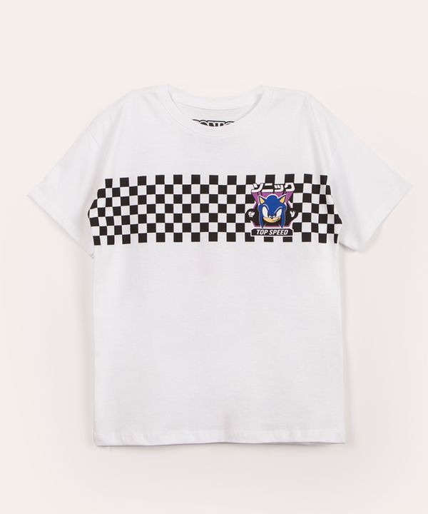 camiseta infantil de algodão sonic off white 8