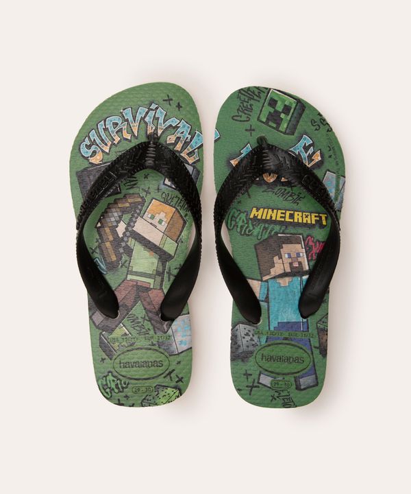 chinelo infantil minecraft havaianas verde 31-32