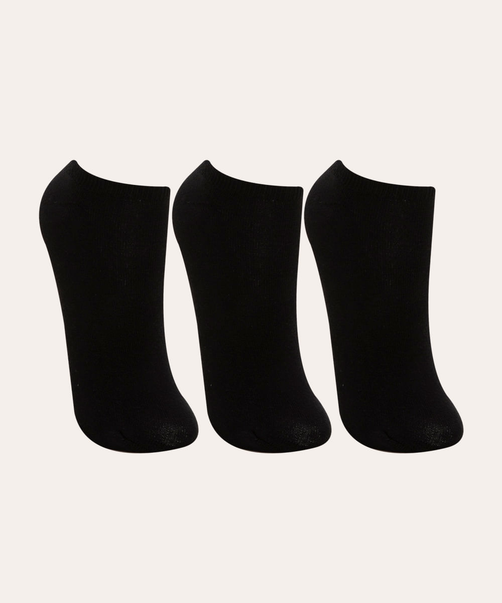kit de 3 pares de meias cano baixo ace preto