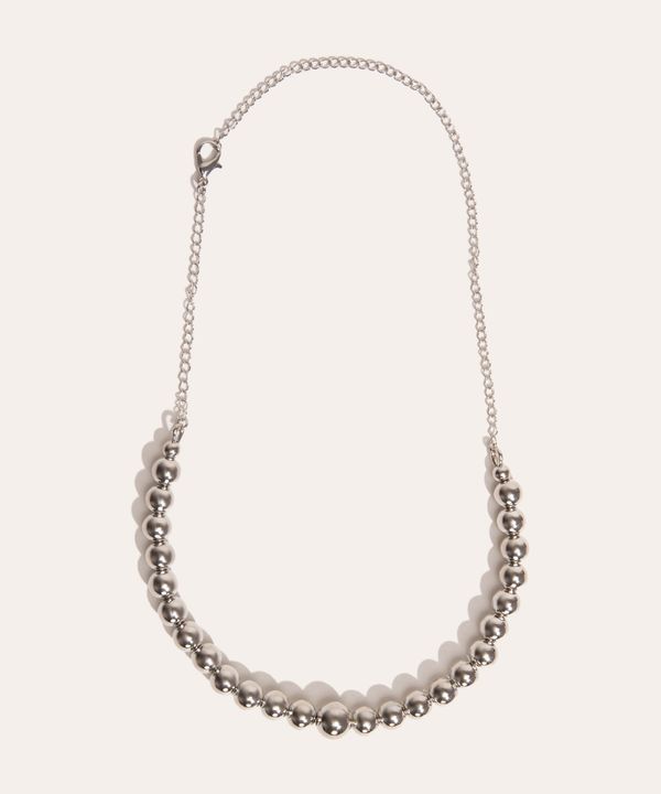colar chocker de bolinhas prateado Único