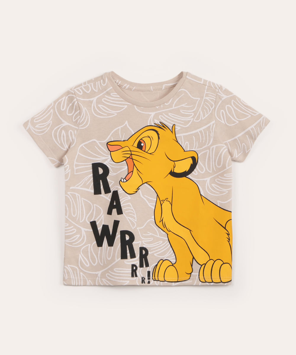 camiseta infantil manga curta simba kaki