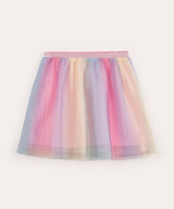 saia infantil de tule arco-íris com glitter multicor 4