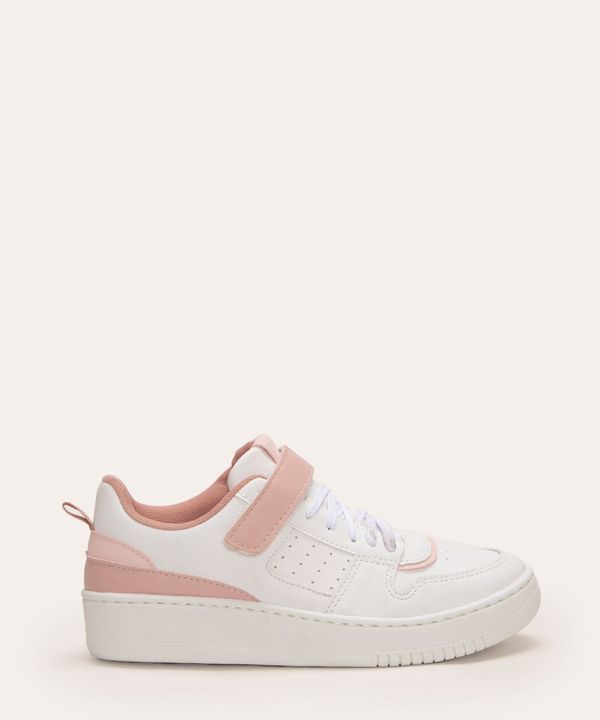tênis casual cano baixo com velcro rosa claro 36