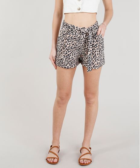Short-Feminino-Clochard-Animal-Print-com-Faixa-de-Amarrar-Bege-9356193-Bege_1