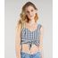 Top-Cropped-Feminino-Estampado-Xadrez-com-No-Decote-V-Azul-Marinho-9185965-Azul_Marinho_1