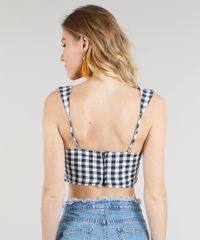 Top-Cropped-Feminino-Estampado-Xadrez-com-No-Decote-V-Azul-Marinho-9185965-Azul_Marinho_2
