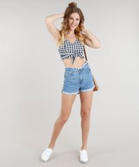 Top-Cropped-Feminino-Estampado-Xadrez-com-No-Decote-V-Azul-Marinho-9185965-Azul_Marinho_3