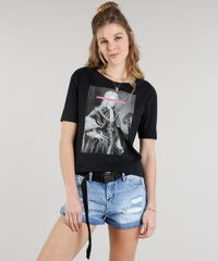 Blusa-Feminina--Chama-no-Probleminha--Manga-Curta-Decote-Redondo-Preta-9328390-Preto_1