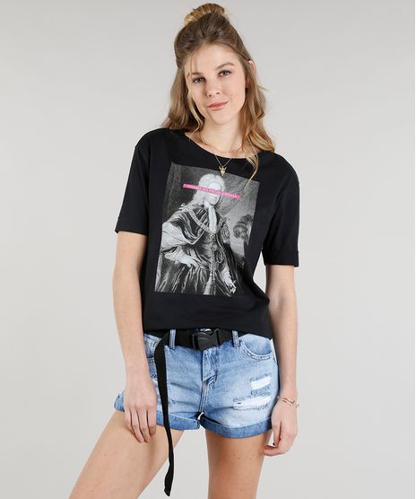 Blusa-Feminina--Chama-no-Probleminha--Manga-Curta-Decote-Redondo-Preta-9328390-Preto_1