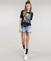 Blusa-Feminina--Chama-no-Probleminha--Manga-Curta-Decote-Redondo-Preta-9328390-Preto_3