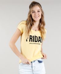 Blusa-Feminina--It-s-Friday--Manga-Curta-Decote-Redondo-Amarela-9257470-Amarelo_1