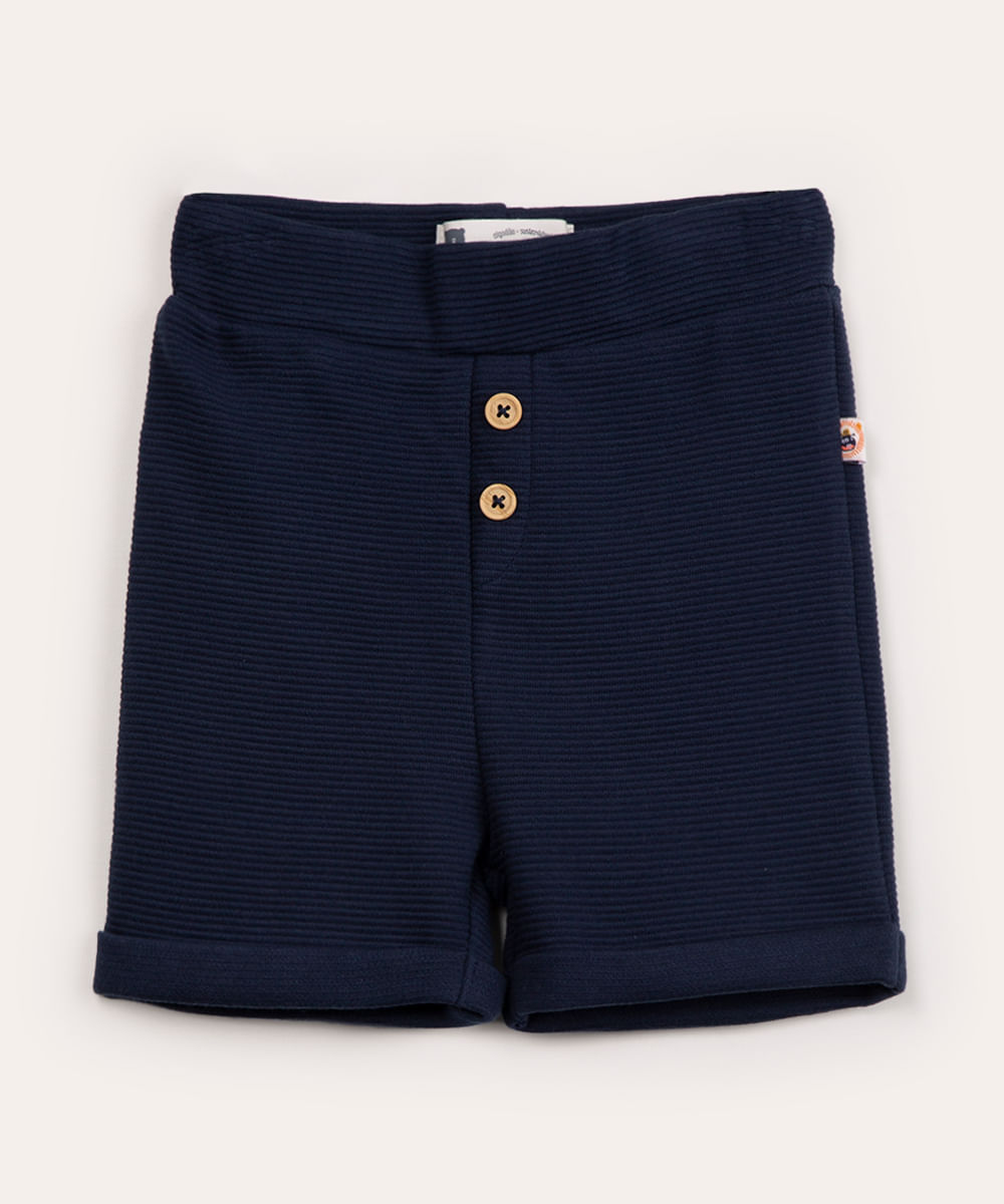 short infantil canelado azul marinho