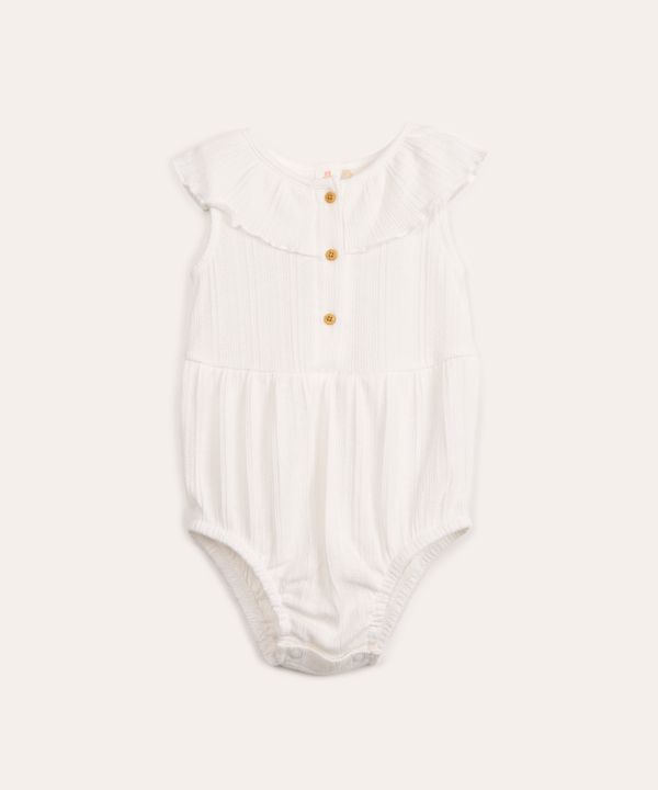 body infantil texturizado com babado off white 0-3