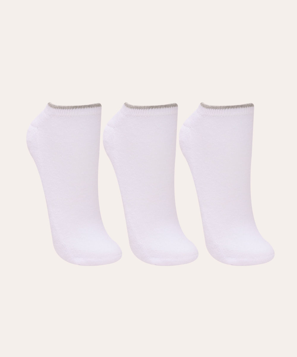 kit de 3 meias cano baixo esportiva ace branco