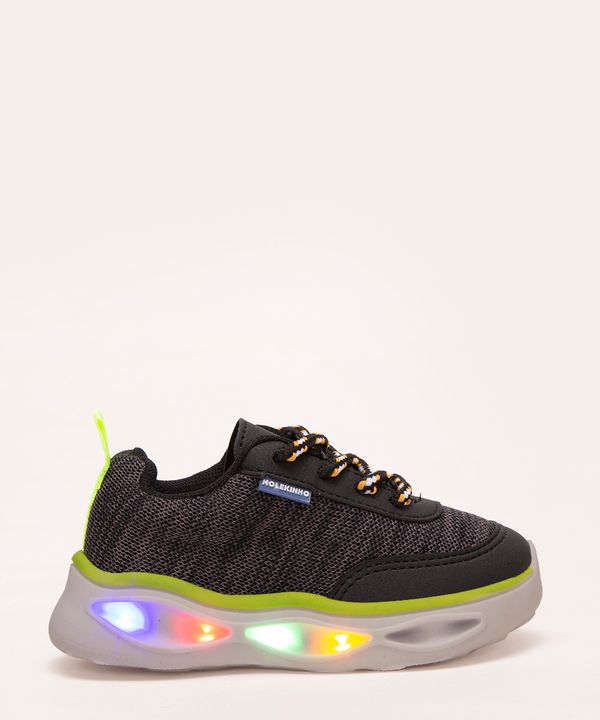 tênis infantil cano baixo com luz molekinho preto 22
