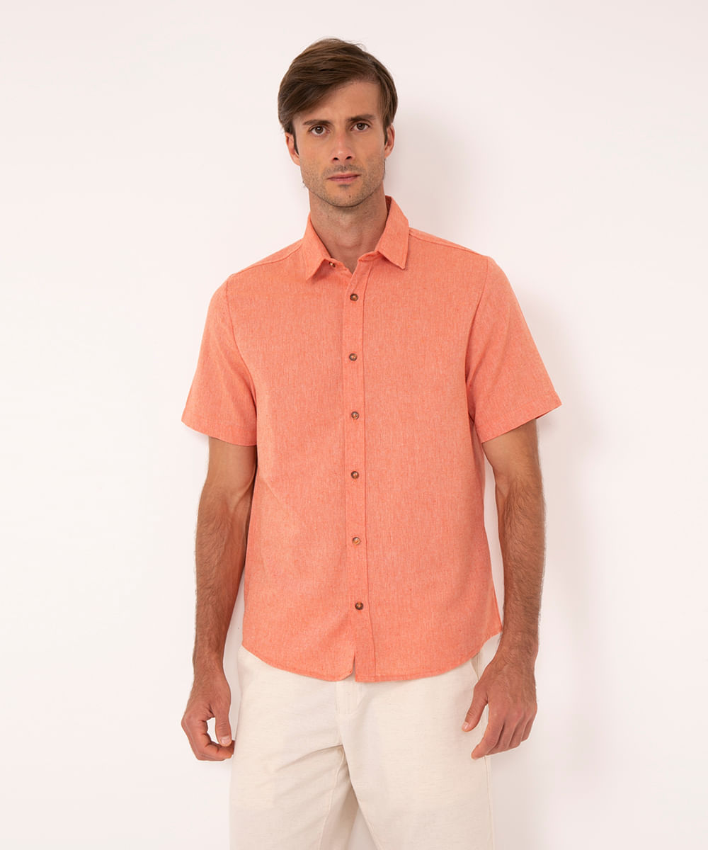 camisa comfort manga curta coral