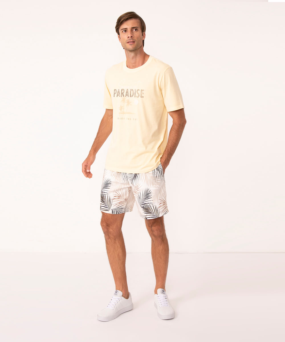 short surf folhagem com cordão off white