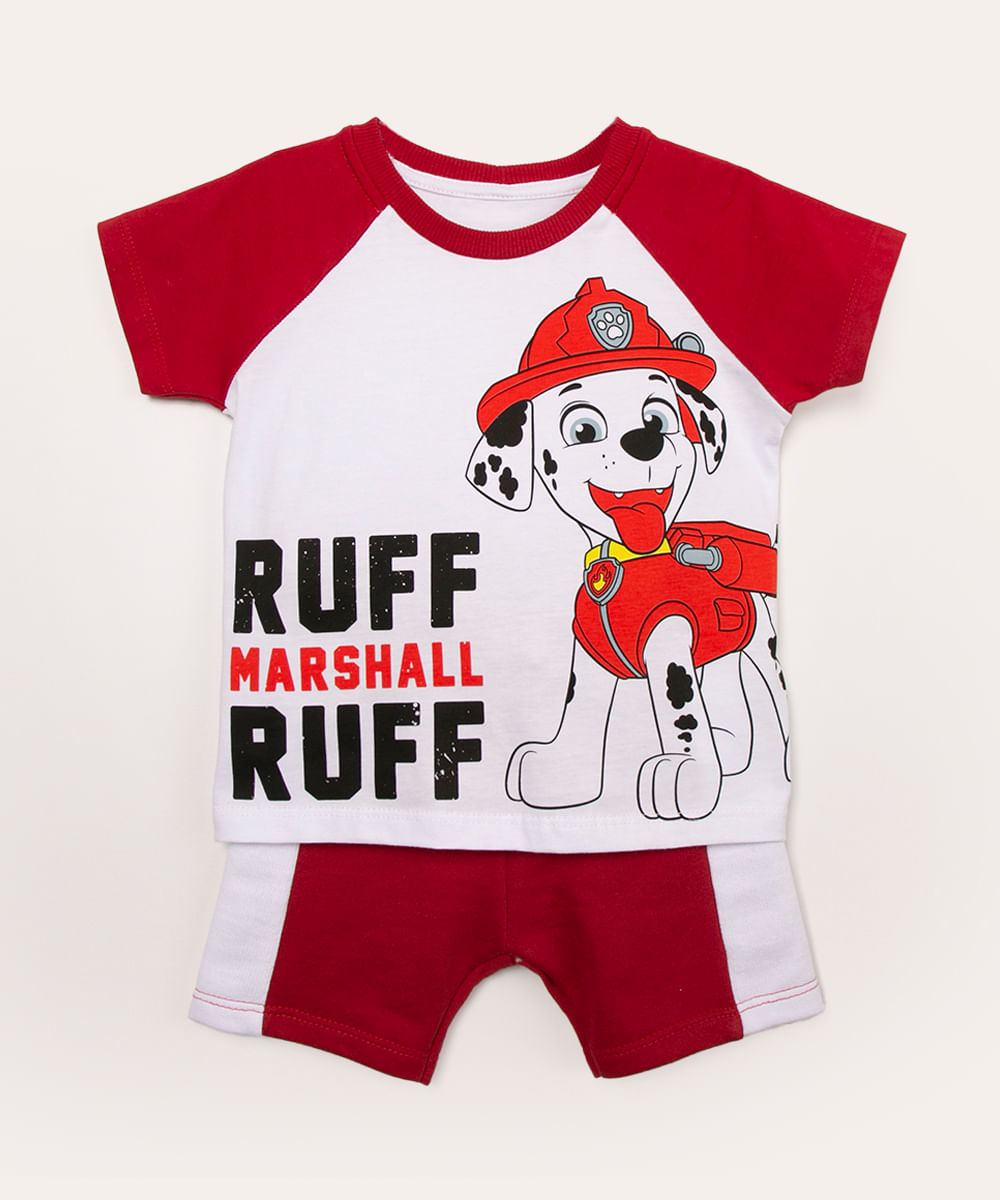 conjunto infantil manga curta patrulha canina branco