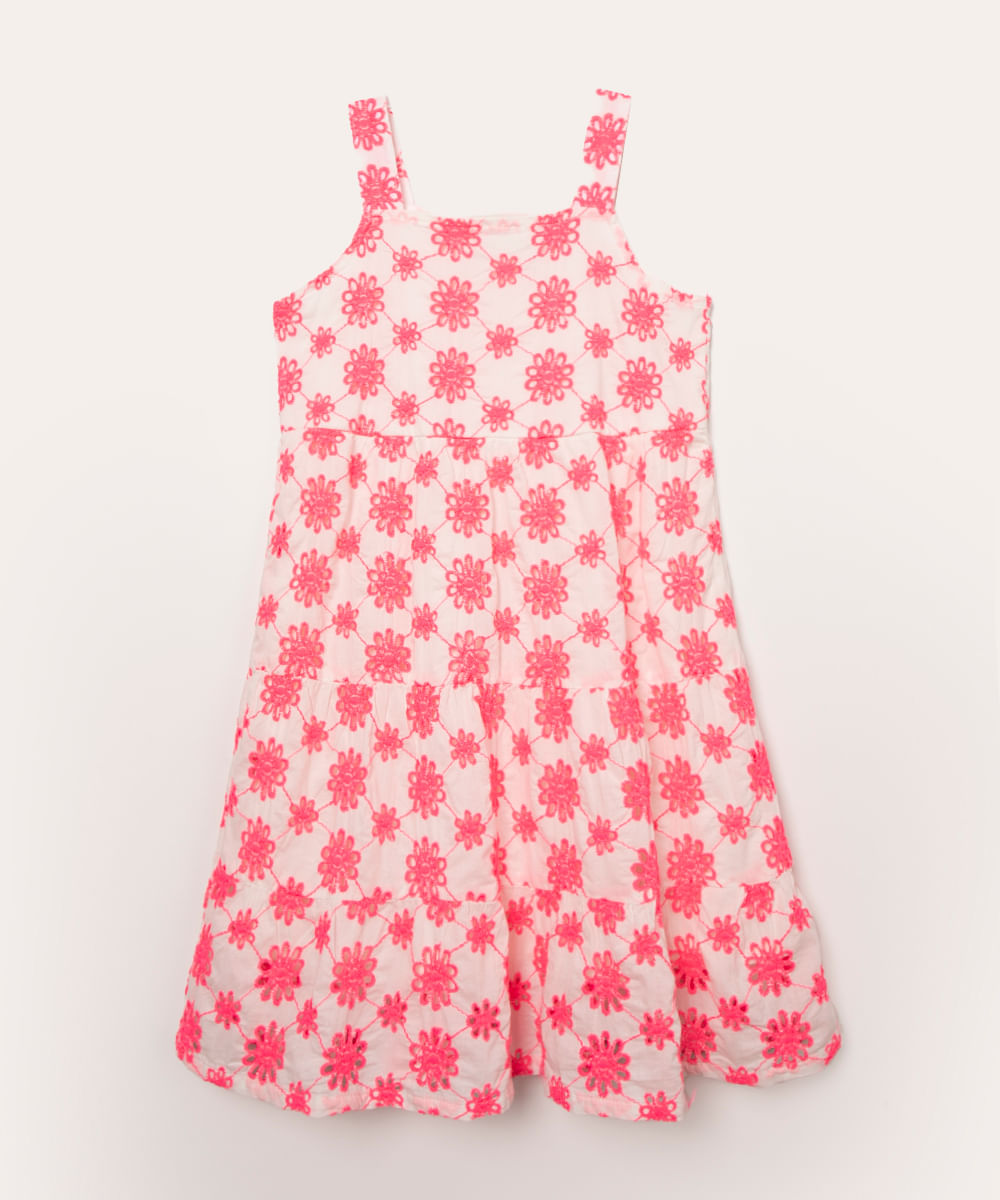 vestido infantil de laise alça larga off white