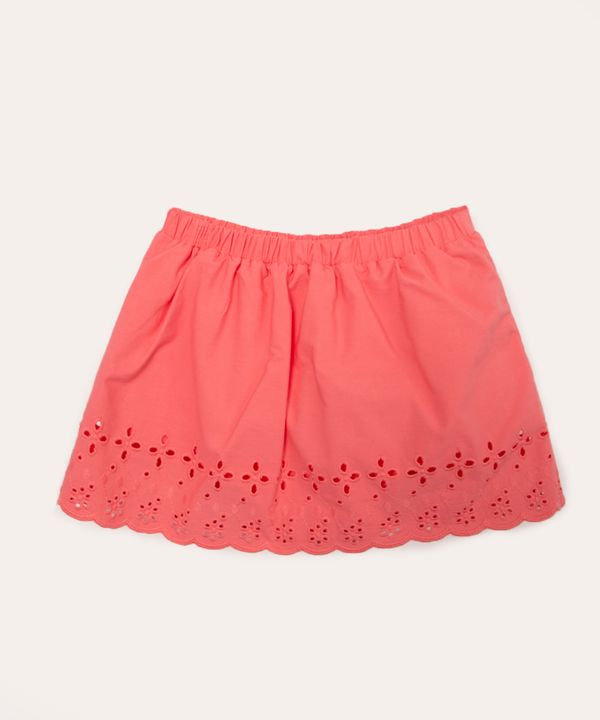 saia infantil curta de laise rosa 6-9