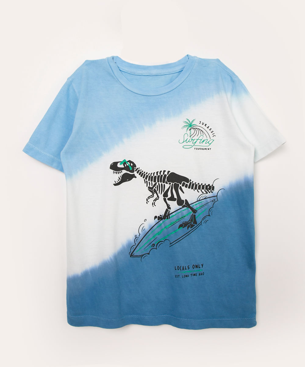 camiseta infantil manga curta dinossauro off white