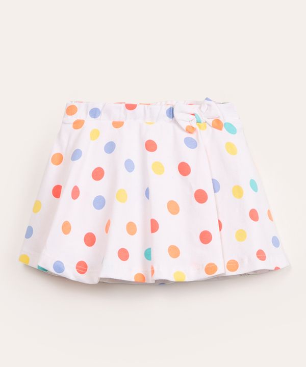 short saia infantil com laço poá off white 2