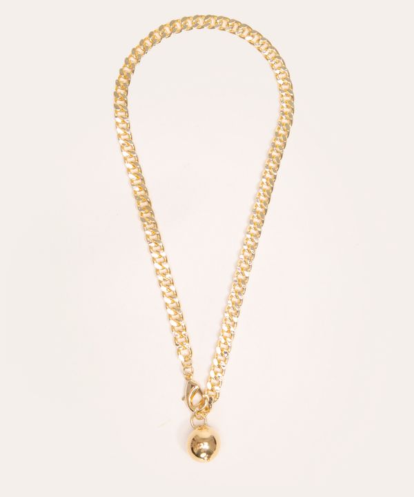 colar de corrente com pingente dourado Único