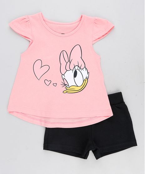 Conjunto-Margarida-de-Blusa-Manga-Curta-Rosa---Short-em-Moletom-Preto-9169075-Preto_1
