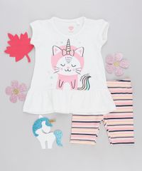 Conjunto-Infantil-de-Blusa-Gato-Unicornio-com-Babado-Manga-Curta-Off-White---Bermuda-Listrada-Rosa-Claro-9318874-Rosa_Claro_2