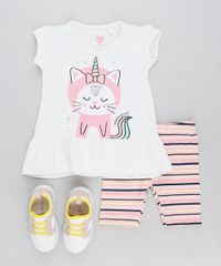 Conjunto-Infantil-de-Blusa-Gato-Unicornio-com-Babado-Manga-Curta-Off-White---Bermuda-Listrada-Rosa-Claro-9318874-Rosa_Claro_3