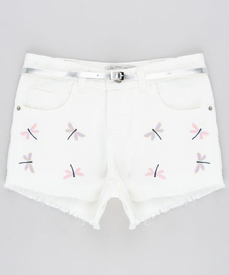 Short-Color-Infantil-com-Bordado-de-Libelula-e-Barra-Desfiada-com-Cinto-Metalizado-Off-White-9288479-Off_White_1