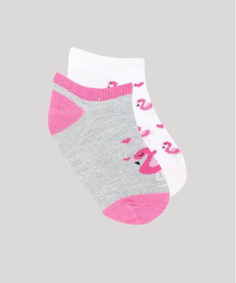 Kit-de-2-Meias-Infantis-Soquete-Estampadas-Flamingo-Multicor-9334697-Multicor_1