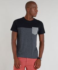 Camiseta-Masculina-com-Recorte-e-Bolso-Manga-Curta-Gola-Careca-Cinza-Mescla-Escuro-8460361-Cinza_Mescla_Escuro_1