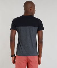 Camiseta-Masculina-com-Recorte-e-Bolso-Manga-Curta-Gola-Careca-Cinza-Mescla-Escuro-8460361-Cinza_Mescla_Escuro_2