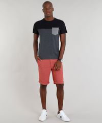 Camiseta-Masculina-com-Recorte-e-Bolso-Manga-Curta-Gola-Careca-Cinza-Mescla-Escuro-8460361-Cinza_Mescla_Escuro_3