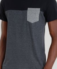 Camiseta-Masculina-com-Recorte-e-Bolso-Manga-Curta-Gola-Careca-Cinza-Mescla-Escuro-8460361-Cinza_Mescla_Escuro_4