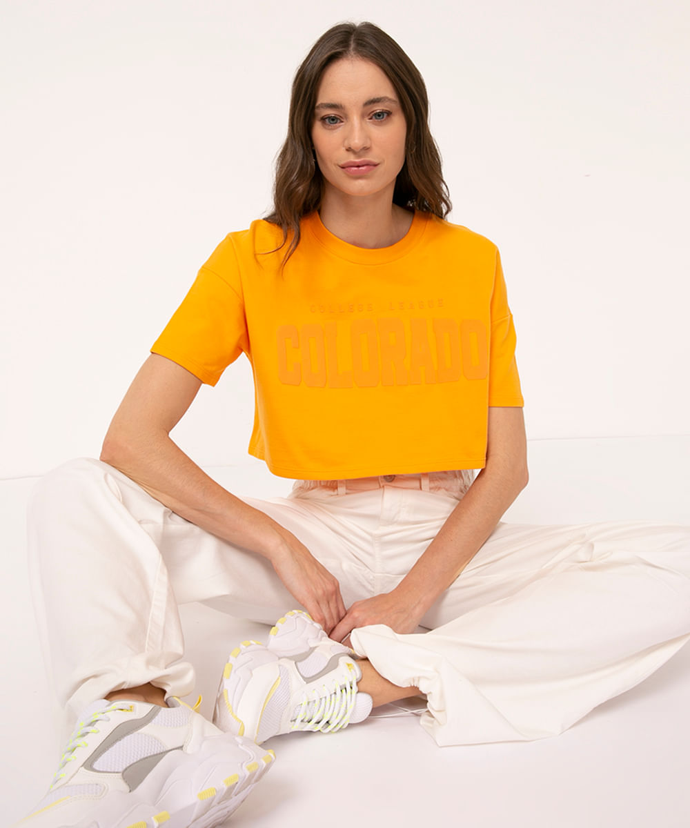 camiseta cropped colorado laranja