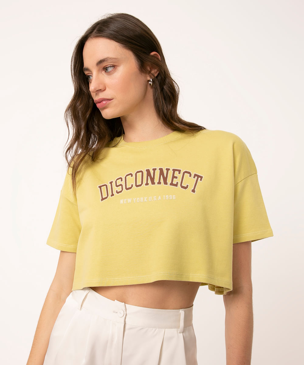 camiseta cropped disconnect verde