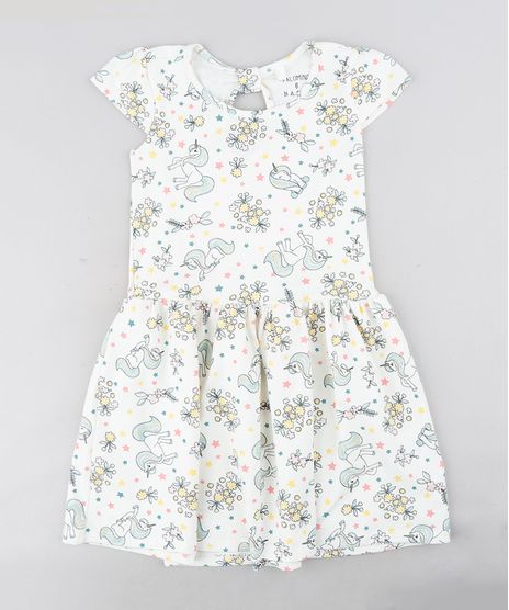 Vestido-Infantil-Estampado-de-Unicornios-Manga-Curta-Decote-Redondo-Off-White-9304650-Off_White_1