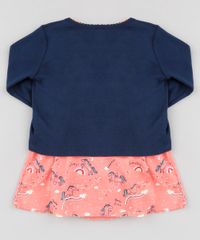 Conjunto-Infantil-de-Body-Vestido-Estampado-de-Unicornios-Coral---Cardigan-Azul-Marinho-9114252-Azul_Marinho_4