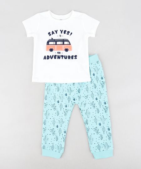 Conjunto-Infantil-de-Camiseta---Calca-em-Moletom-Estampada-de-Cactos-Verde-Agua-9123457-Verde_Agua_1