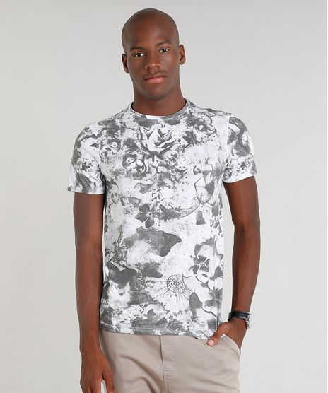 Camiseta-Masculina-Slim-Fit-Estampada-Floral-Manga-Curta-Gola-Careca-Branca-9324588-Branco_1