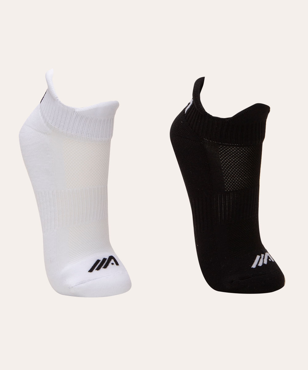 kit de 2 pares de meias cano baixo trainning ace multicor