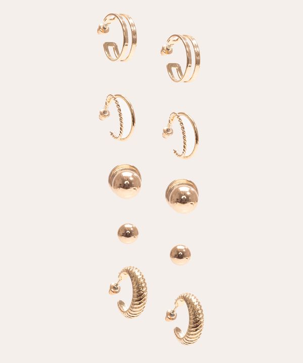 kit de 5 brincos pequenos dourado Único