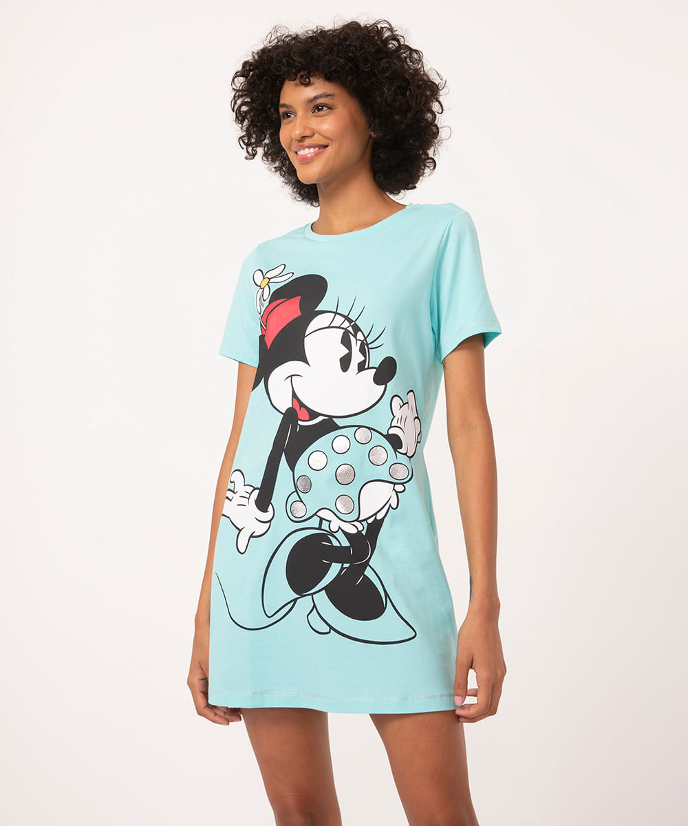 camisola manga curta minnie azul claro