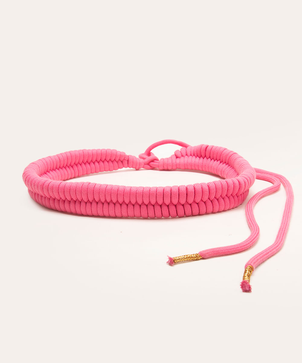 cinto de corda trançada rosa