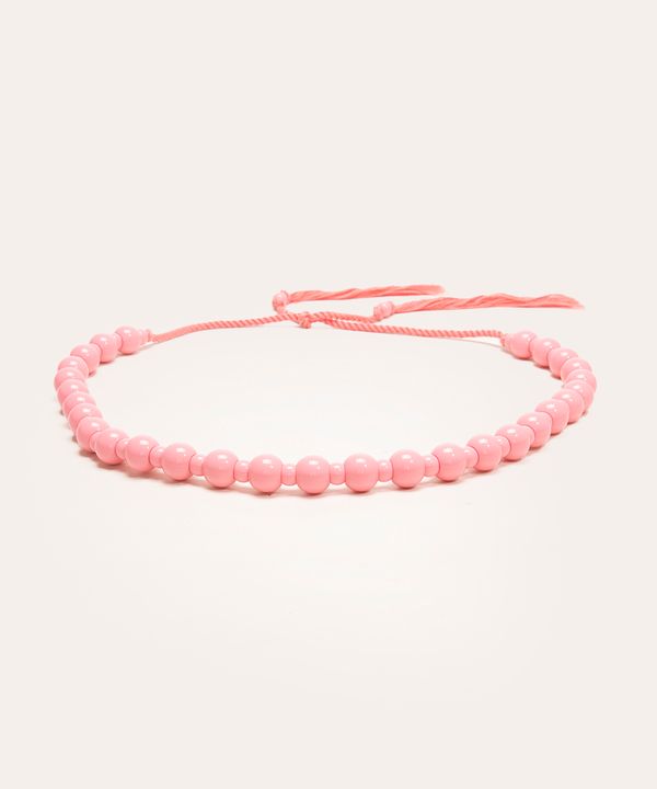 cinto corda bolas de acrílico rosa M